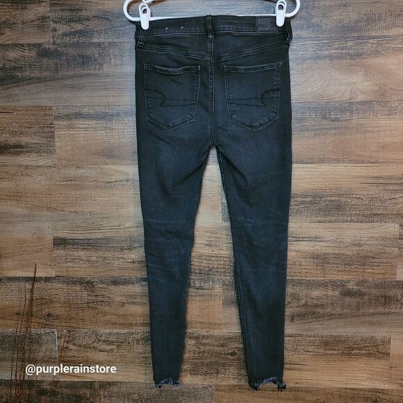 American Eagle Jeans 6 S Jegging Mid Rise Next Level Stretch Black Wash Denim - Picture 2 of 13